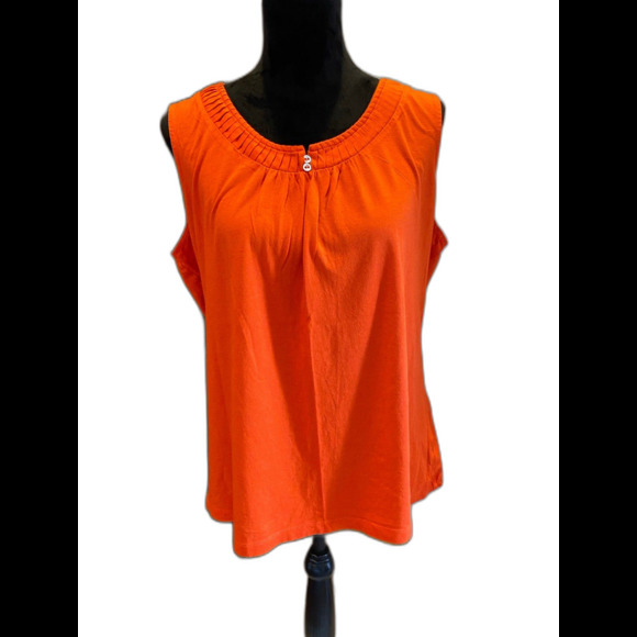 Croft & Barrow  Blouse Plus Size  XL Top Rounded Neckline  Orange Sleeveless - Picture 1 of 7